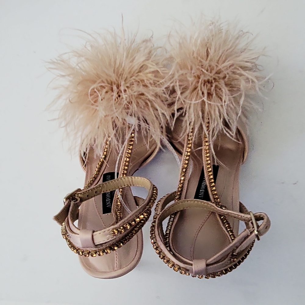 Antonio Melani Collection Aurora Feathered Rhinestone Embellished Dress Sandals - Picture 8 of 13
